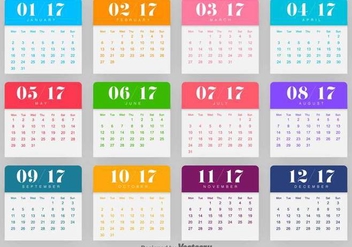Calendar 2017 Vector Template - Free vector #414929