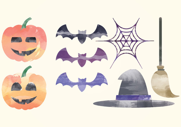Vector Halloween Watercolor Elements - бесплатный vector #414979