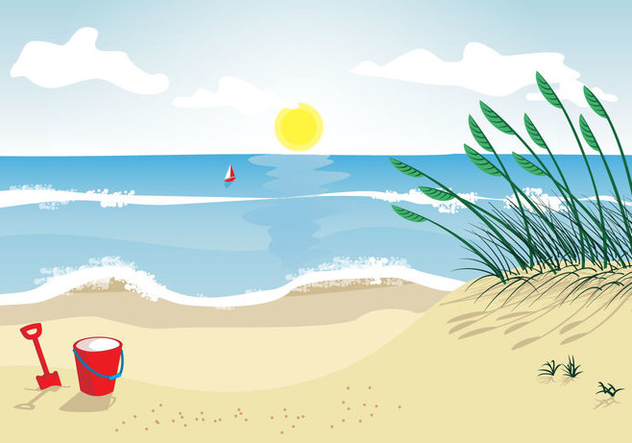 Sea oats beach vector illustration - Free vector #415779