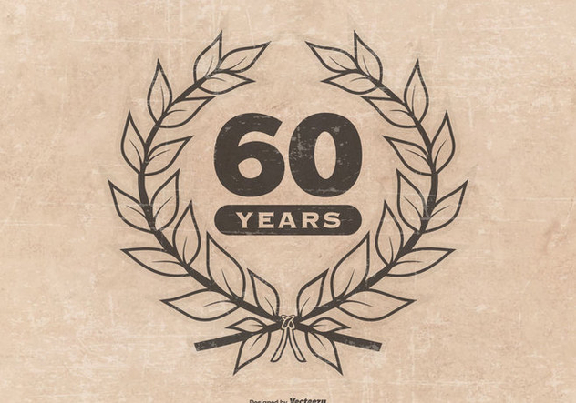 Grunge Style 60th Anniversary Illustration - Free vector #416319