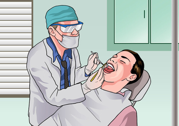 Dentista Examining a Patient - Free vector #418509