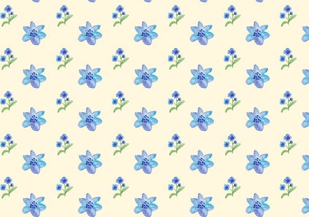 Watercolor Blue Flowers Free Vector Seamless Pattern - Free vector #420009