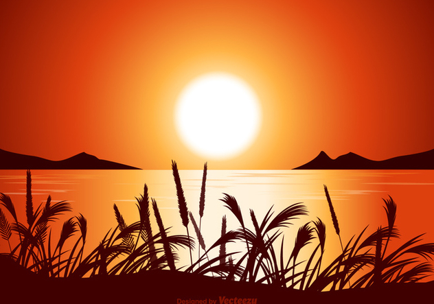Free Vector Sunset Seascape Illustration - Kostenloses vector #420249