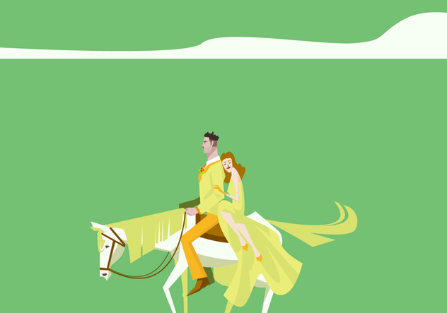 Couple With White Blonde Horse Illustration - бесплатный vector #420789