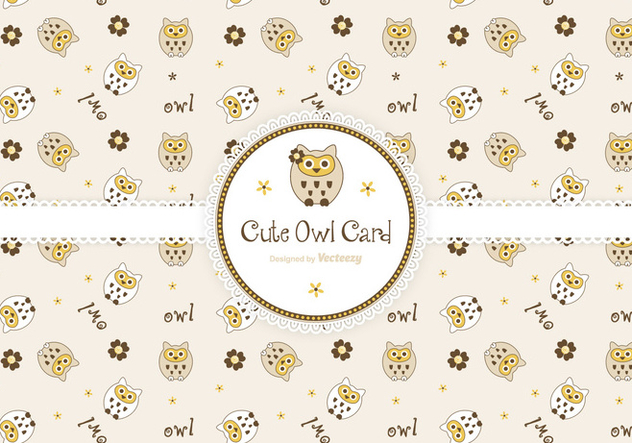 Cute Owls Greeting Card Vector - vector gratuit #422179 