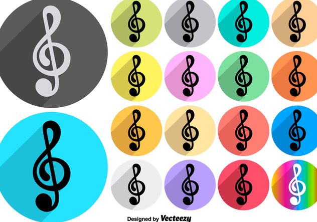 Vector Colorful Music Violin Key Icons - vector gratuit #425089 