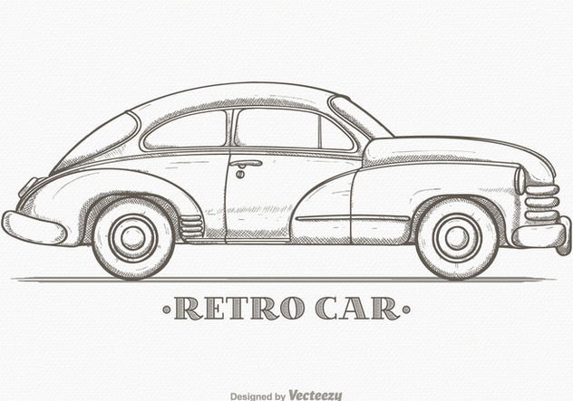Hand Drawn Sketch Retro Car Vector - Kostenloses vector #426699