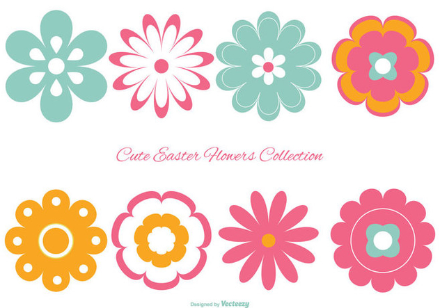 Cute Colorful Easter Flowers Collection - vector #427109 gratis