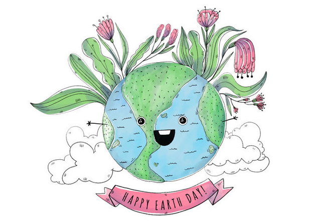 Cute World Cartoon Earth day - vector gratuit #427439 