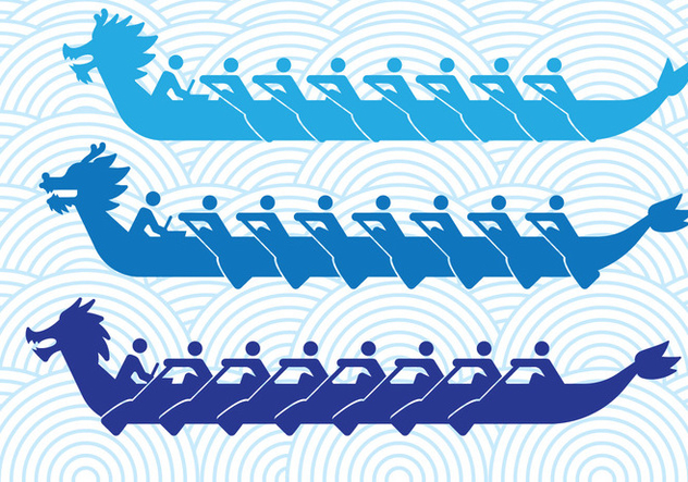 Dragon Boats Silhouettes - Free vector #427589