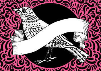 Ornate Bird & Banner Design - vector #428029 gratis