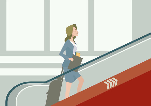 Business Women in The Airport's Escalator Vector - бесплатный vector #428459
