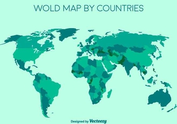Vector Detailed Green World Map - vector gratuit #429849 