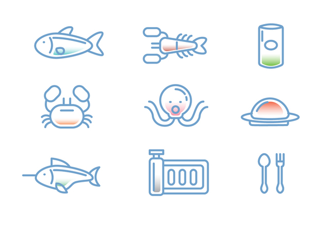 Seafood Linear Icon Vectors - Free vector #430249