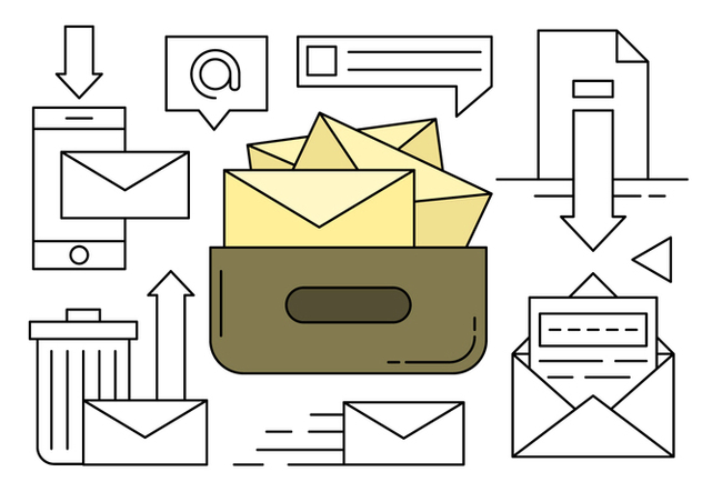Linear Collection of Mail and Message Icons - vector #430379 gratis