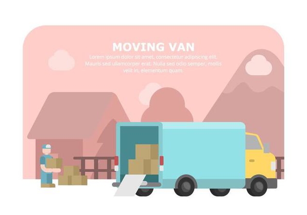 Blue Moving Van Illustration - vector #431859 gratis