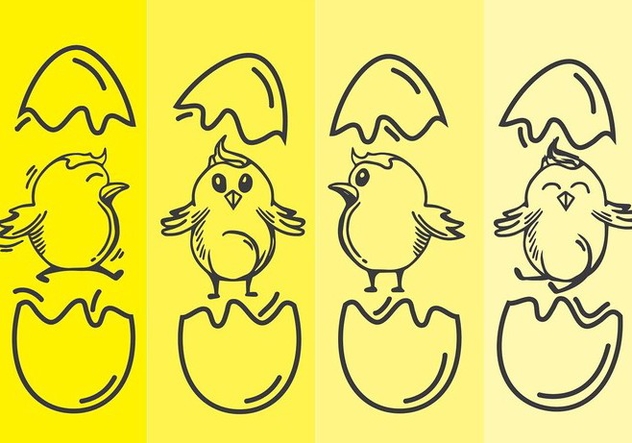 Easter Chick Line Art Vector - Free vector #433149