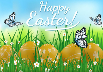 Decoration Of Gold Easter Egg - vector #433969 gratis