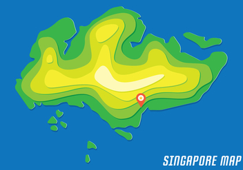 Singapore Map With Contour - vector gratuit #434229 