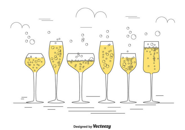 Champagne Glasses Vector Set - бесплатный vector #434889