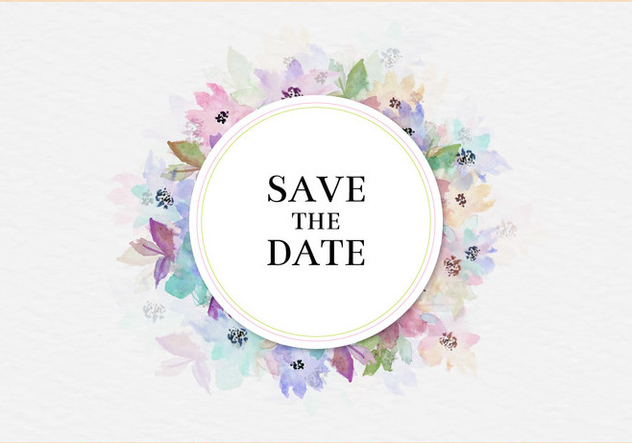 Free Vector Save The Date Watercolor Floral Frame - Kostenloses vector #435519