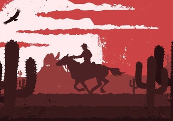Gaucho Cowboy Western Vintage Illustration - Free vector #435559