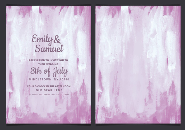 Vector Purple Watercolor Wedding Invitation - бесплатный vector #436439