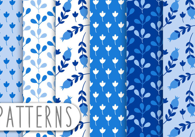 Blue Ornament Pattern Set - бесплатный vector #438069