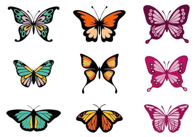 Free Colorful Butterflies Vector - vector #441429 gratis