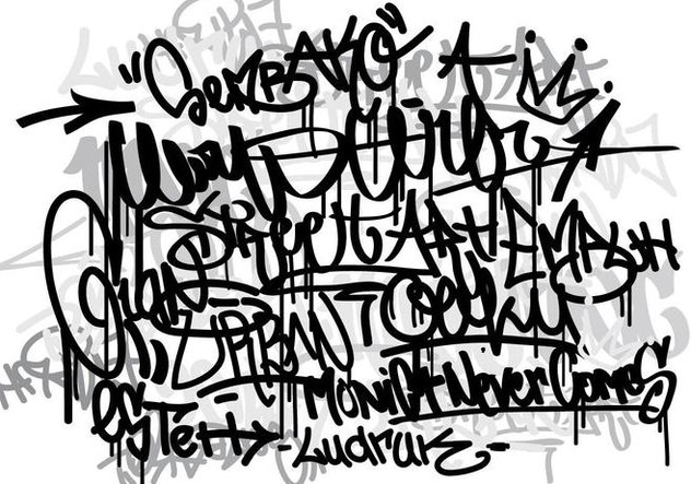 Vector Graffiti tags monocrome background - бесплатный vector #441799