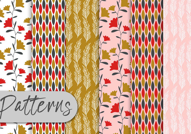 Colorful Floral Pattern Set - Kostenloses vector #442989