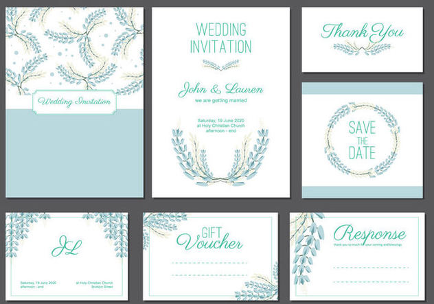 Bluebonnet wedding card template - бесплатный vector #444369