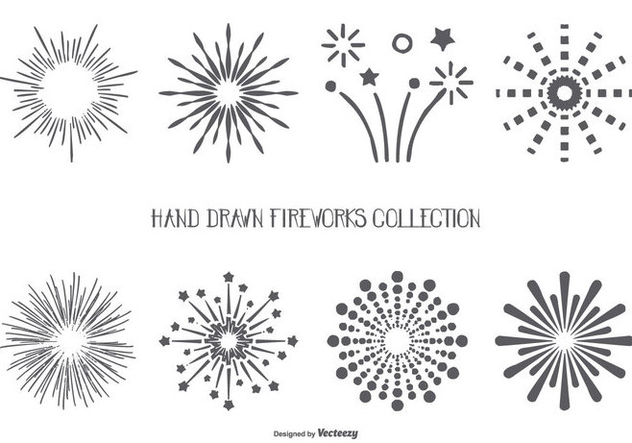 Hand Drawn Style Fireworks Shapes Collection - vector gratuit #444589 