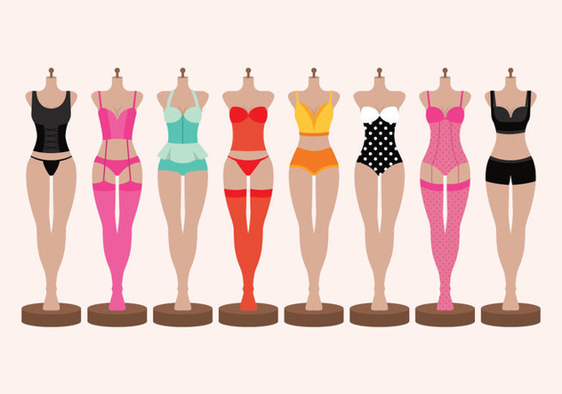 Lingerie and Bustiers on Mannequin Vectors - Free vector #445579