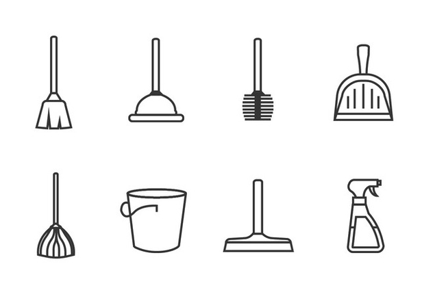 Cleaning tools set icon vectors - vector gratuit #445599 
