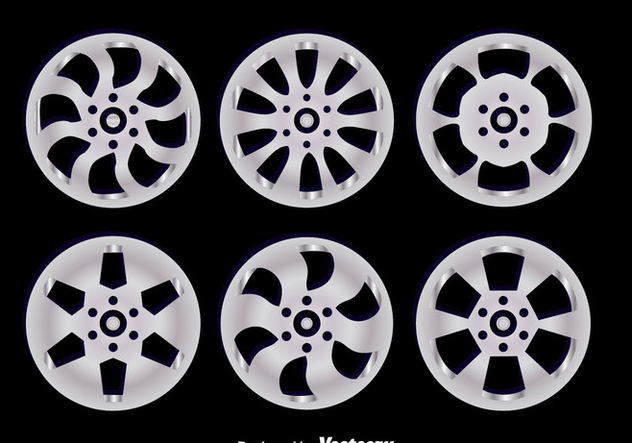 Alloy Wheels On Black Vectors - Kostenloses vector #445809